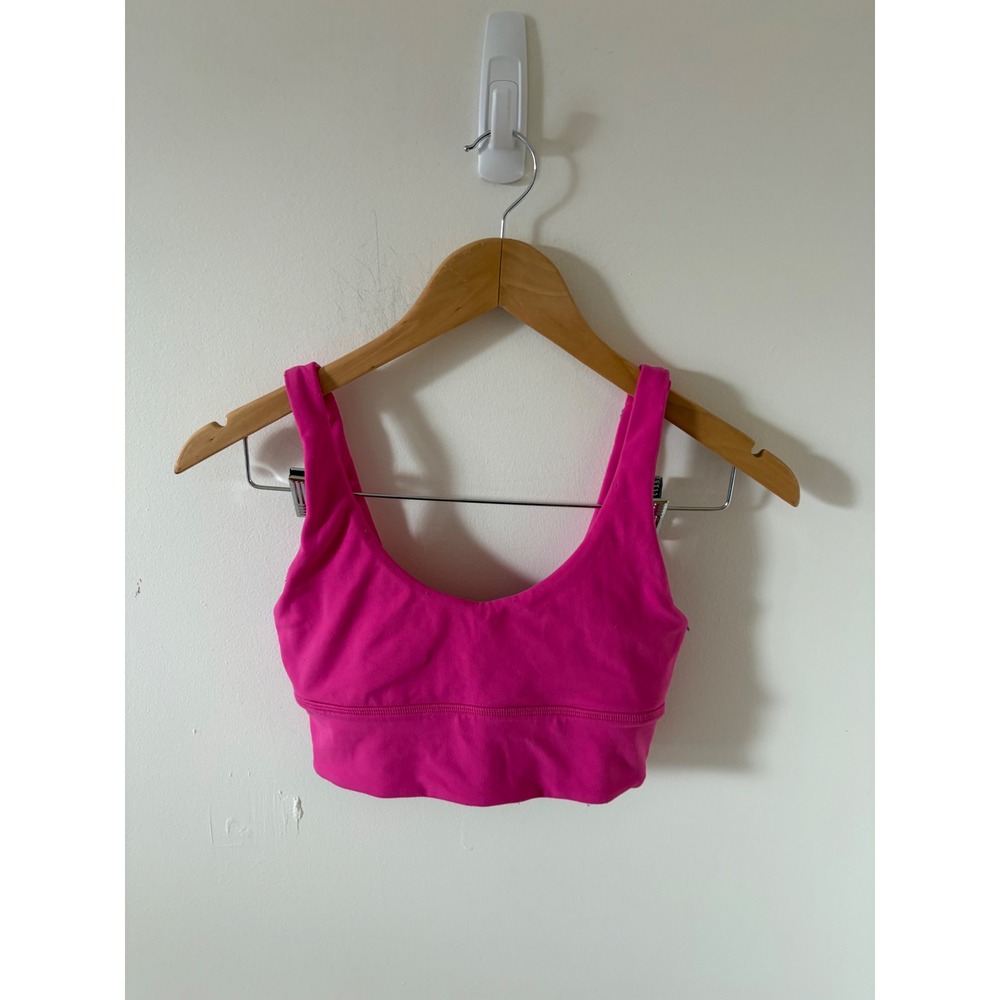 Lululemon Align Tank Top Sonic Pink Nulu Cropped Yoga Bra Top Size 4